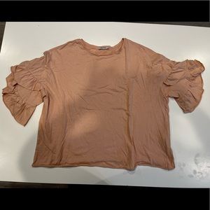 Zara Ruffle Sleeved T-Shirt